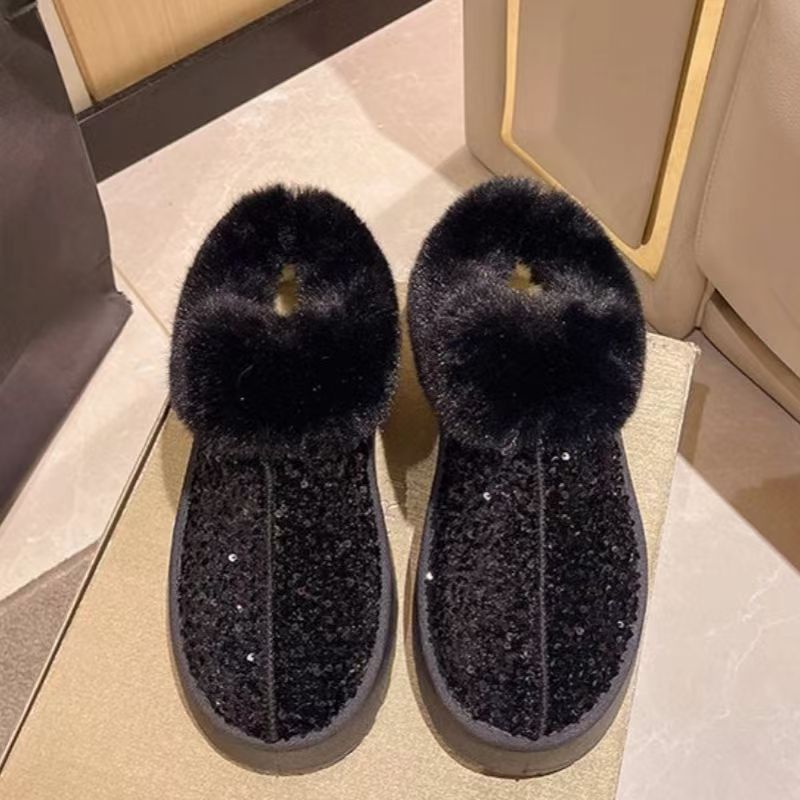Ladies Plush Sparkly Slippers Chic and Style
