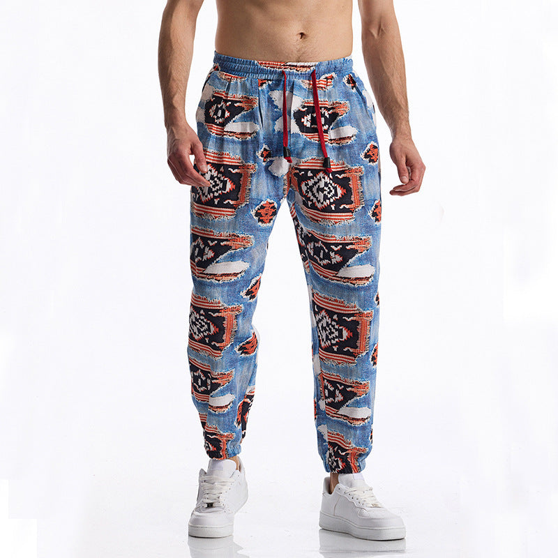 Casual Harem Pants for Men with Colorful Pattern and Elastic Waist Chic and Style
