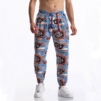 Casual Harem Pants for Men with Colorful Pattern and Elastic Waist Chic and Style