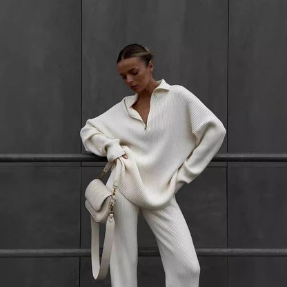 Casual sweater set for women and wide pants Chic und Stil