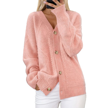 Knit jacket for women with braided pattern and elegant button detail Chic und Stil