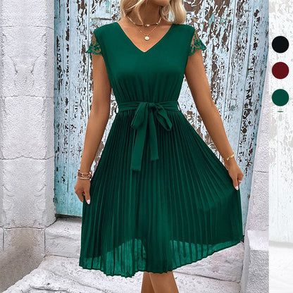 Robe A-ligne élégante pour femme avec manches en dentelle Chic und Stil