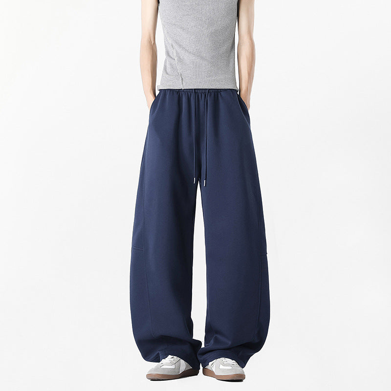 Casual wide pants for men with elastic waistband and practical side pockets Chic and Style