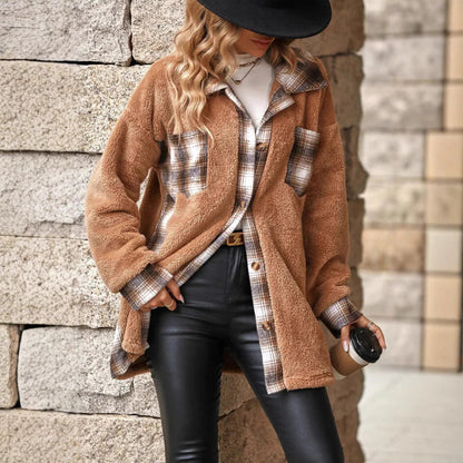 Dames chemise en polaire avec motif à carreaux et doublure intérieure douce Chic und Stil