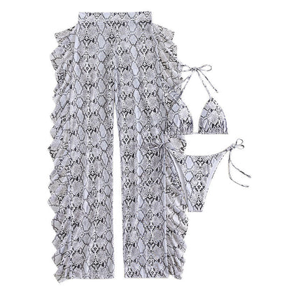 Dames imprimé serpent top enroulé et ensemble bikini Chic und Stil