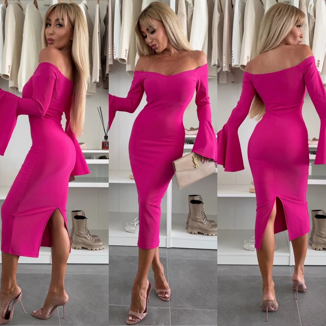 Robe midi off-shoulder pour femmes avec des manches en cloche Chic und Stil
