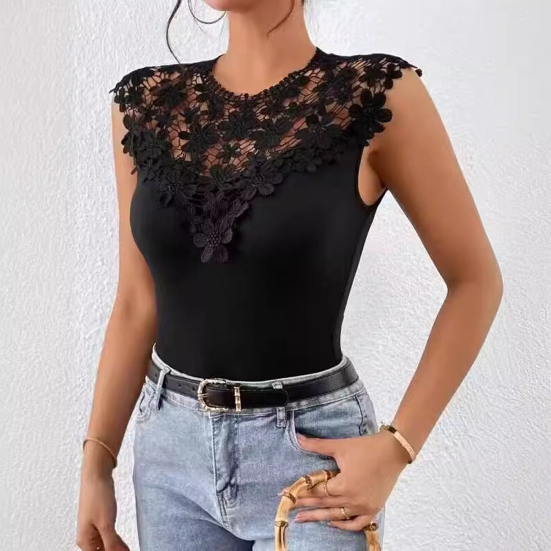 Ladies Floral Lace Detail Bodysuit Chic and Style