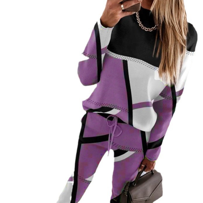 Dames Ensemble de loisirs à la mode avec motif géométrique et coupe stylée Chic und Stil