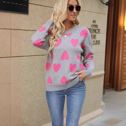 Pull décontracté pour femmes avec motif en cœur et coupe ample Chic und Stil