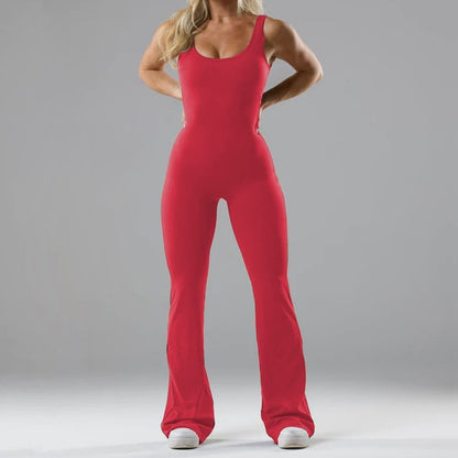 Women's Flared Sport Jumpsuit with Soft Material - Chic and Stylish