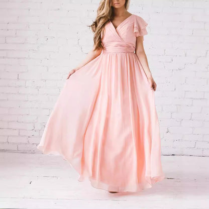 Dames Élégante Robe Maxi avec Manches Volantes Chic und Stil
