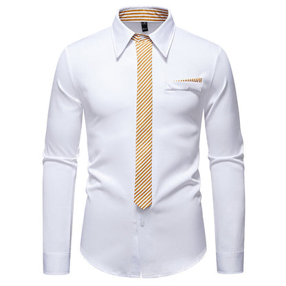 Chemise à manches longues pour hommes avec un design de col innovant et une poche poitrine pratique Chic und Stil