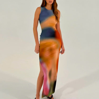 Robe Maxi Abstrait Trendy pour Femmes Chic und Stil