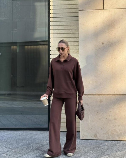 Dames Ensemble de sweat à capuche douillet avec pantalons élastiques et poches pratiques Mode Heidi