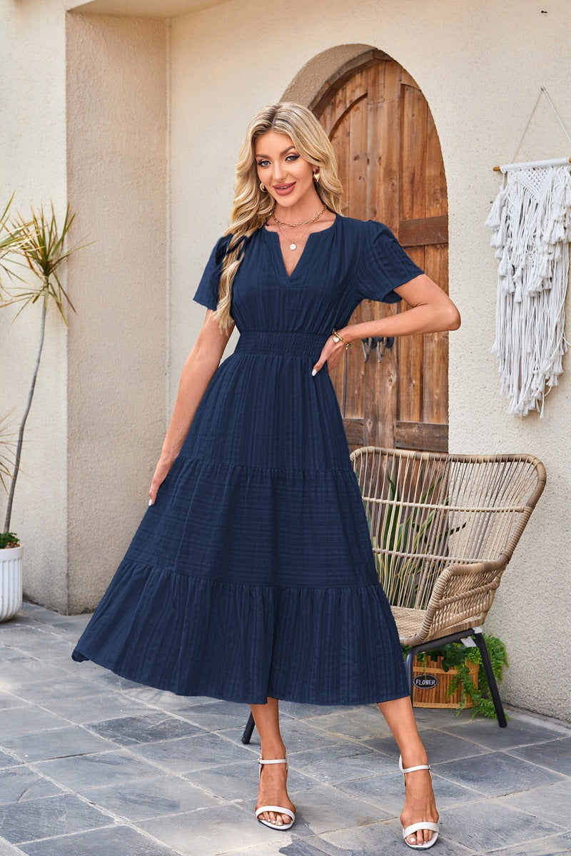 Robe maxi pour dames en tissu léger rayé Chic und Stil