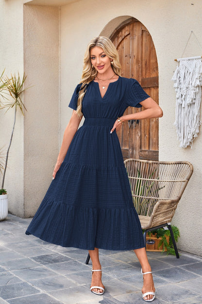 Robe maxi pour dames en tissu léger rayé Chic und Stil