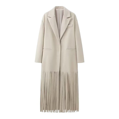 Dames élégant blazer-manteau avec franges Chic und Stil