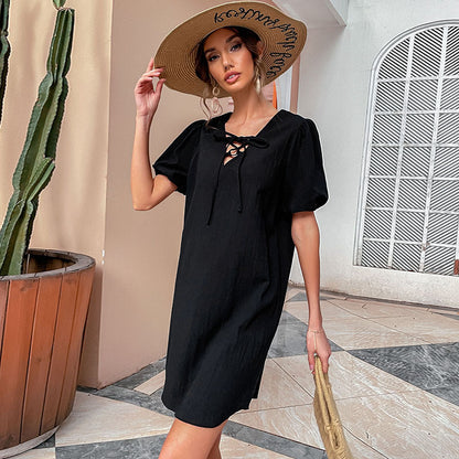 Robe mini casual à lacets pour femmes Chic und Stil