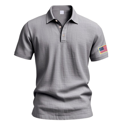 Polo sportif pour hommes avec motif de drapeau américain et technologie de régulation de l'humidité Chic und Stil