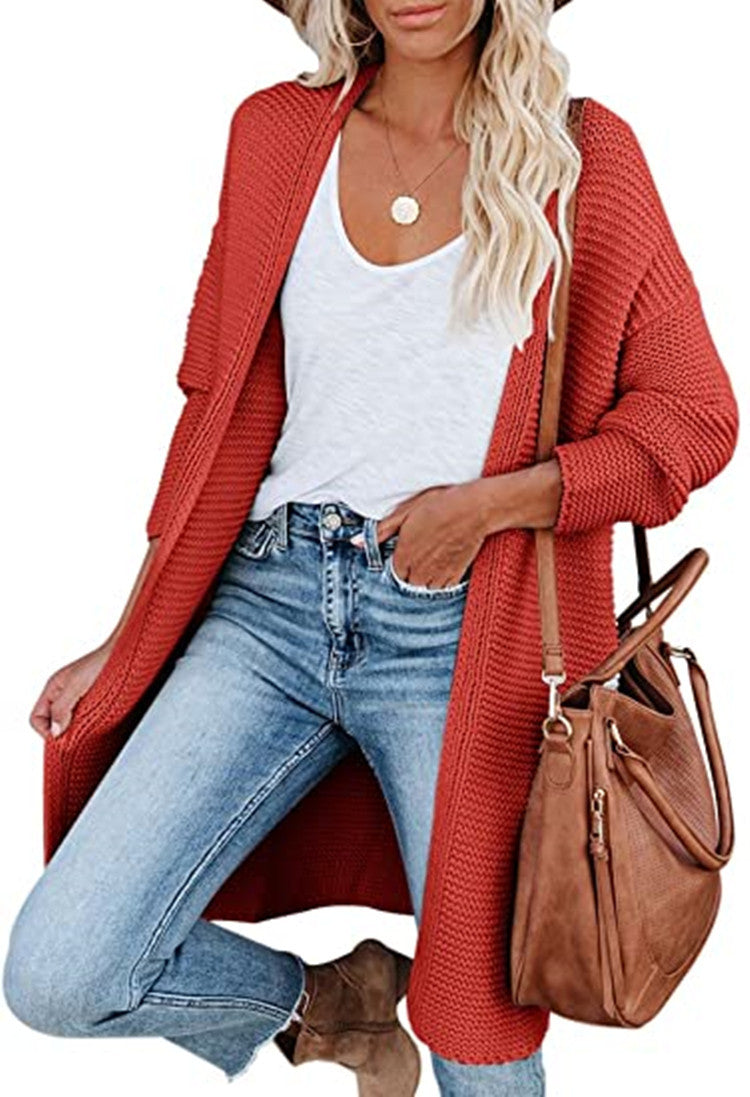 Dames gros tricot cardigan avec des ouvertures à l'avant et des poches pratiques Chic und Stil