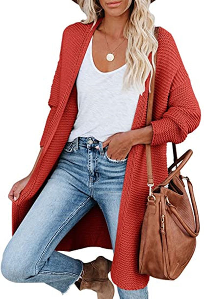 Dames gros tricot cardigan avec des ouvertures à l'avant et des poches pratiques Chic und Stil