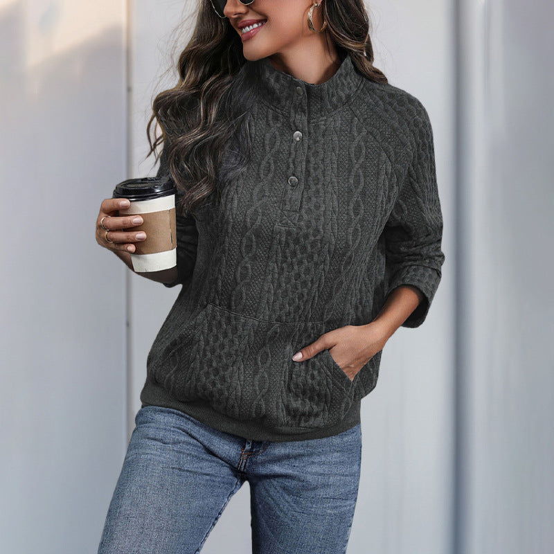 Pull décontracté pour femmes avec patte de boutonnage et poches pratiques Chic und Stil