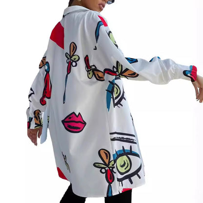 Blouse à carreaux tendance pour femmes avec un design graphique coloré Chic und Stil