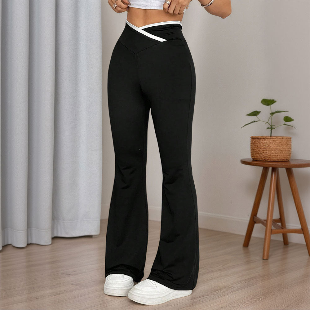 Pantalons de yoga évasés pour femmes avec taille haute et détails de surpiqûres stylés Chic & Stil
