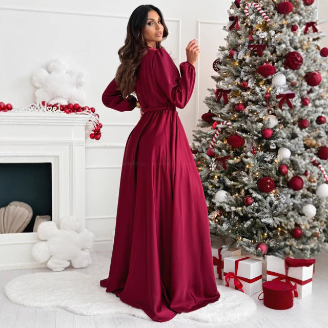 Robe maxi élégante à fente haute pour femmes avec détail enroulé Chic und Stil