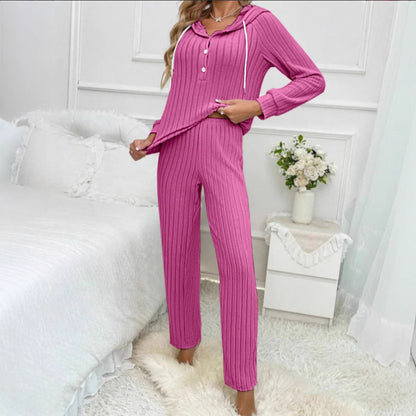 Dames Ensemble en tricot confortable avec capuche et patte de boutonnage Chic und Stil