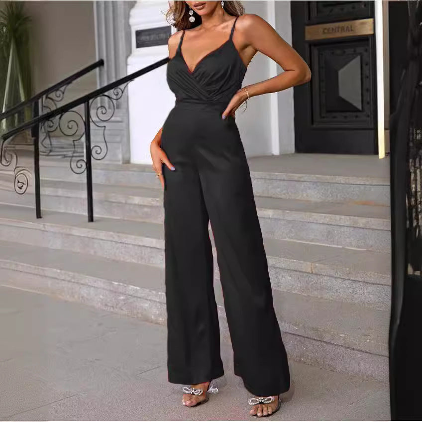 Dames élégant combinaison avec drapage cintré et fines bretelles Chic und Stil