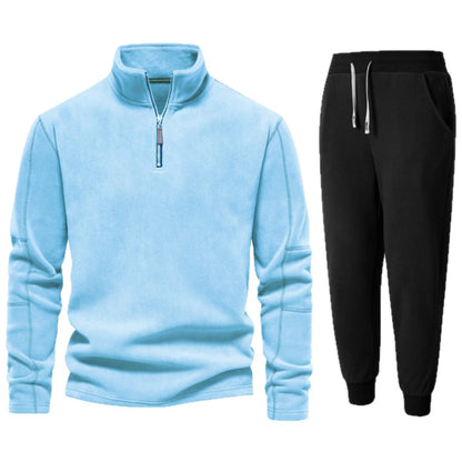 Costume de détente en polaire pour hommes avec col montant et pantalons longs Chic und Stil