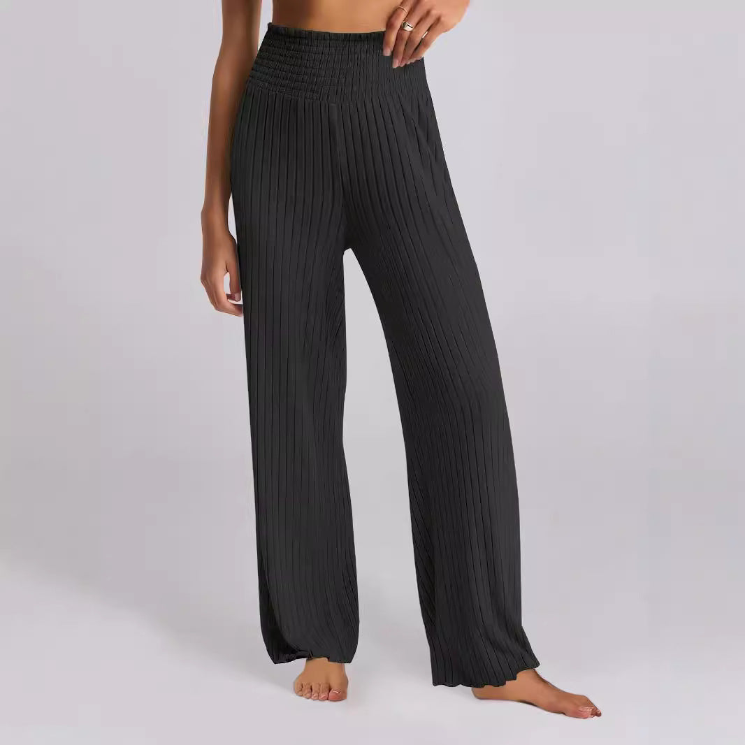 Chic and Style Wide Ribbed Palazzo Pants for Women