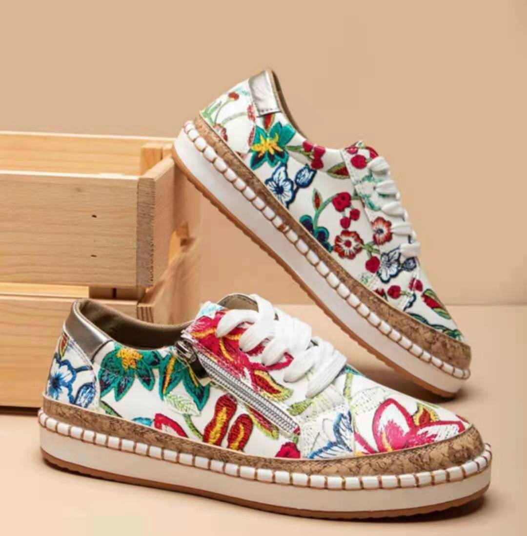 Baskets féminines tendance avec motif floral et fermeture éclair pratique Chic und Stil