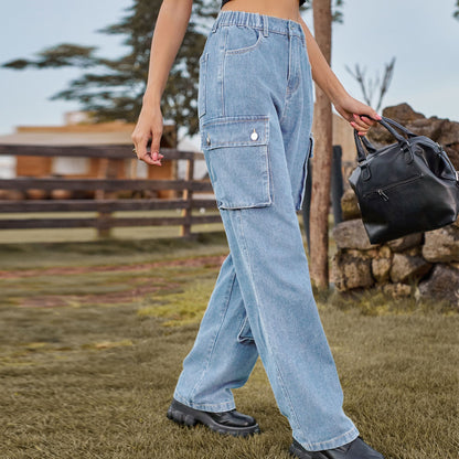 Women's High Waist Cargo Pants with Practical Pockets Chic und Stil