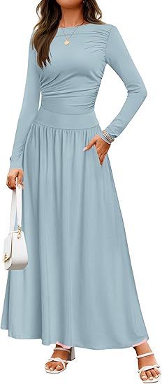 Robe maxi femme à manches longues et design de poches pratiques Chic und Stil