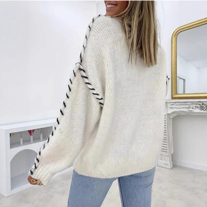 Pull en tricot surdimensionné pour femmes avec ourlet contrastant Chic und Stil