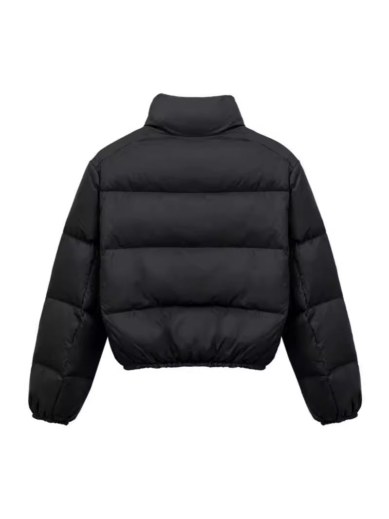 Dames élégante veste courte en doudoune avec col haut et poches pratiques Chic und Stil