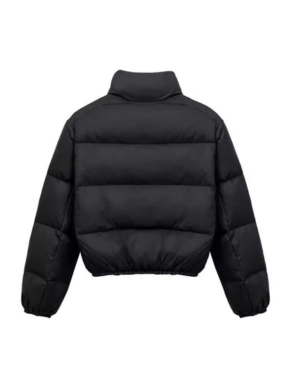 Dames élégante veste courte en doudoune avec col haut et poches pratiques Chic und Stil