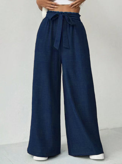 Ladies Wide Pants with Adjustable Waist Chic and Style