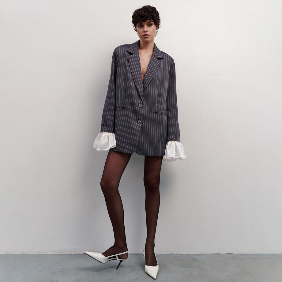 Dames Blazer élégant avec motif à rayures Chic und Stil