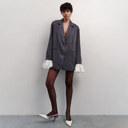 Dames Blazer élégant avec motif à rayures Chic und Stil