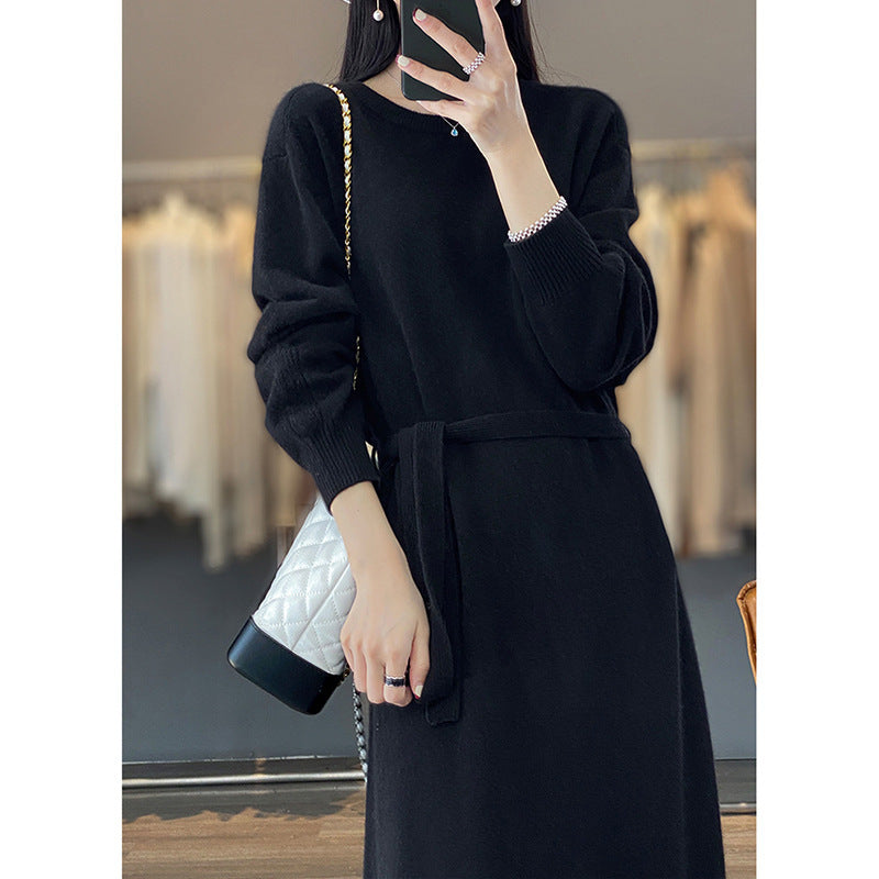 Robe en tricot pour femme avec détail à nouer et matériau doux Chic und Stil