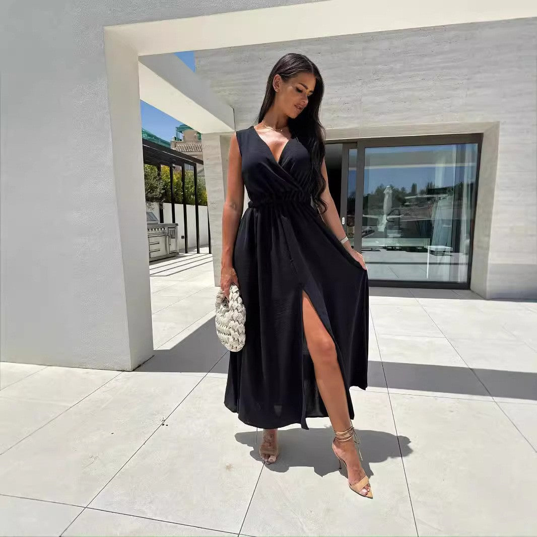 Femme Robe Maxi Chic à Décolleté en V Chic und Stil