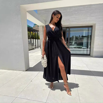 Femme Robe Maxi Chic à Décolleté en V Chic und Stil
