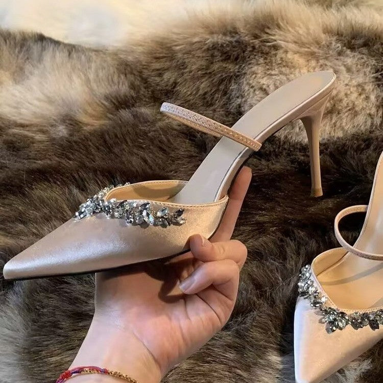 Dames Élégantes Escarpins à Bride Arrière avec Ornements en Strass Chic und Stil