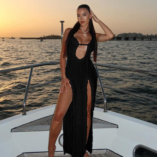 Robe de plage raffinée pour femmes avec décolleté plongeant et fente latérale Chic und Stil