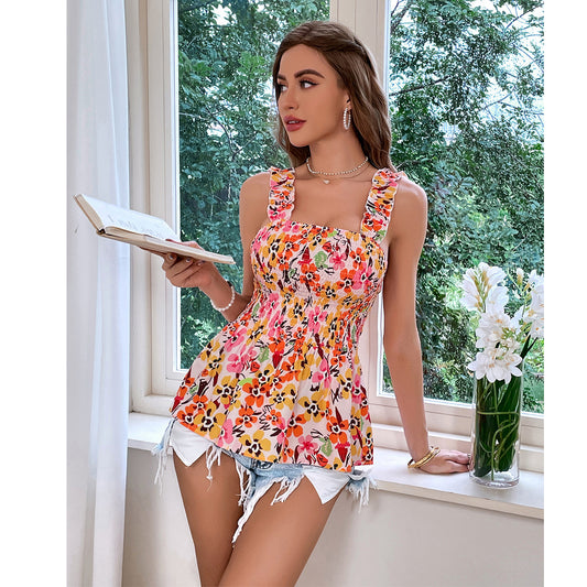 Top à manches pour femmes avec motifs floraux Chic und Stil