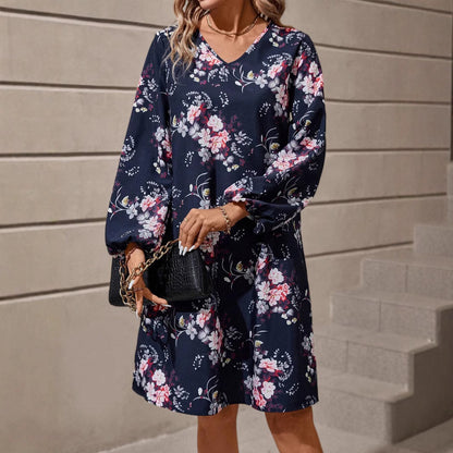 Robe florale à col V pour femmes Chic und Stil