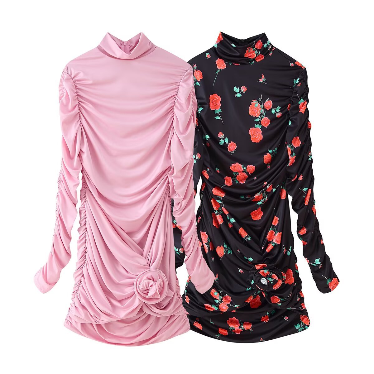 Chemisier élégant à volants pour femmes avec col montant et détail floral Chic und Stil